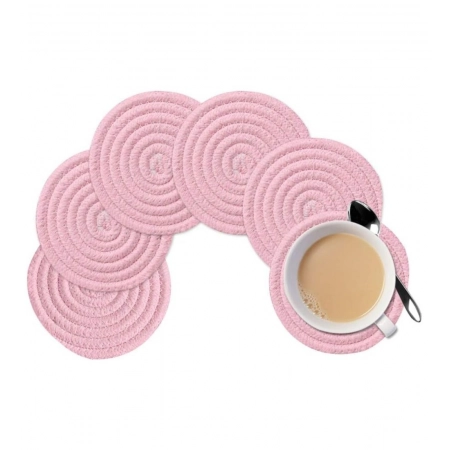 Generic Cotton Rope Drink Coasters 6 Pcs Set (Baby-Pink) Generic Cotton Rope Drink Coasters 6 Pcs Set (Baby-Pink)