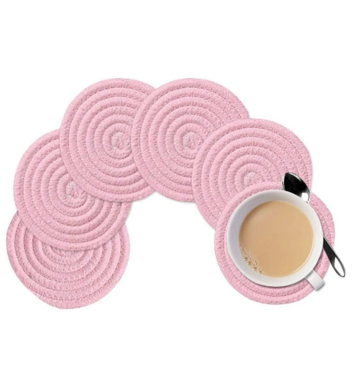 Generic Cotton Rope Drink Coasters 6 Pcs Set (Baby-Pink) Generic Cotton Rope Drink Coasters 6 Pcs Set (Baby-Pink)