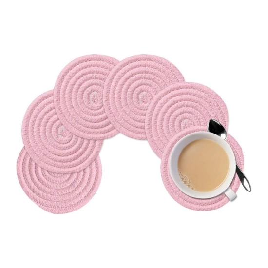 Generic Cotton Rope Drink Coasters 6 Pcs Set (Baby-Pink)