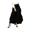 Generic Women's Rayon Ruffled Elasticated Skirt (Black)