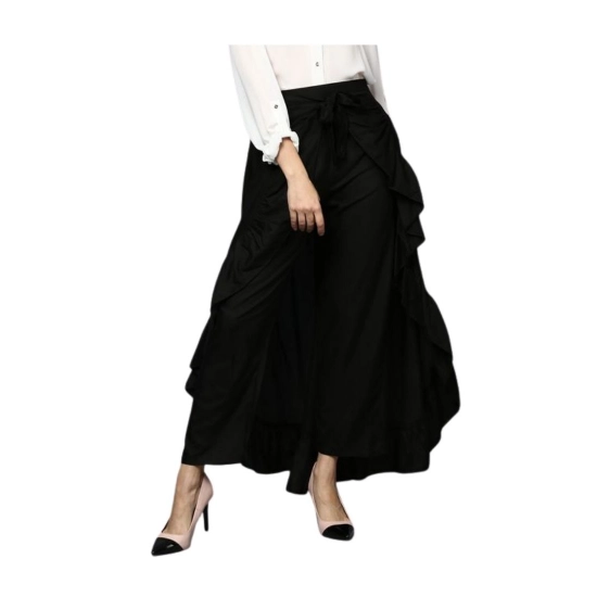 Generic Women's Rayon Ruffled Elasticated Skirt (Black) Generic Women's Rayon Ruffled Elasticated Skirt (Black)