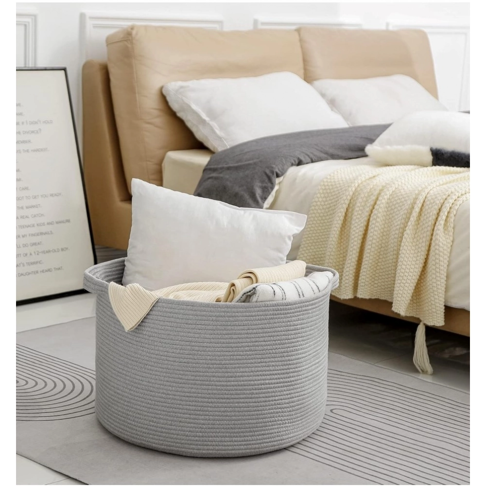 Generic Cotton Pack Of_1 14x12 Inch Storage Basket For Clothes With Out Lid (Gray) Generic Cotton Pack Of_1 14x12 Inch Storage Basket For Clothes With Out Lid (Gray)