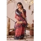 Generic Women's Faux_Linen Printed Saree With Unstitched Blouse 5.5Mtr (Red)