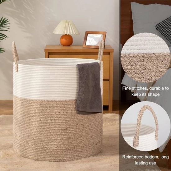 Generic Cotton 12x14 Inch-Kidi-Handle Storage Basket For Clothes With Out Lid (Kidi-White) Generic Cotton 12x14 Inch-Kidi-Handle Storage Basket For Clothes With Out Lid (Kidi-White)