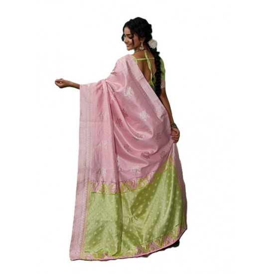Generic Women's Linen Cotton Printed Saree With Unstitched Blouse 5.5Mtr (Pink) Generic Women's Linen Cotton Printed Saree With Unstitched Blouse 5.5Mtr (Pink)
