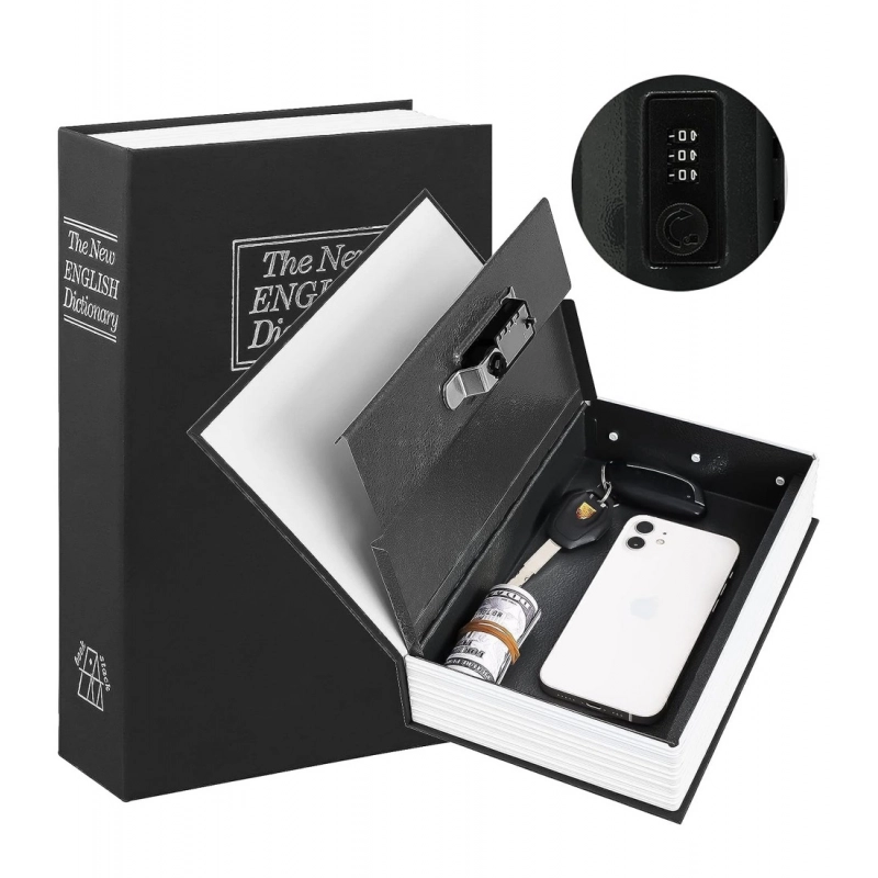 Generic Secret Book Safe with Number Locker (Black)