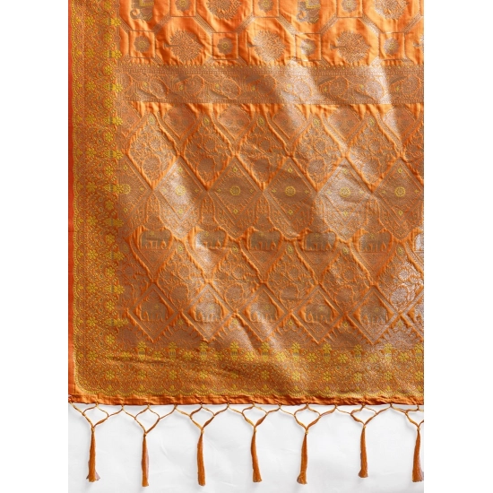 Generic Women's Silk Blend Printed Saree With Unstitched Blouse 5.5Mtr (Orange) Generic Women's Silk Blend Printed Saree With Unstitched Blouse 5.5Mtr (Orange)