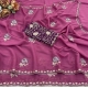 Generic Women's Star Georgette Embroidered Saree With Unstitched Blouse 5.5Mtr (Pink)