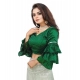 Generic Women's Organza Solid V Neck Layered Ruffle Sleeve Readymade Blouse (Green Free Size , up to 38–40 Bust)-PID65850 Generic Women's Organza Solid V Neck Layered Ruffle Sleeve Readymade Blouse (Green Free Size , up to 38–40 Bust)-PID65850