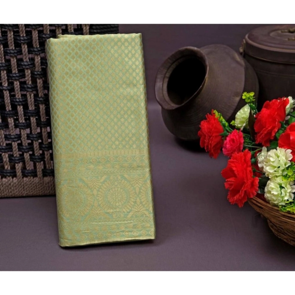 Generic Women's Soft Litchi Silk Jacquard Work Saree With Unstitched Blouse 5.5Mtr (Pista Green) Generic Women's Soft Litchi Silk Jacquard Work Saree With Unstitched Blouse 5.5Mtr (Pista Green)