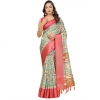 Generic Women's Cotton Silk Floral Printed Saree With Unstitched Blouse 5.5Mtr (Multicolor)