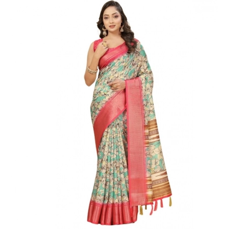 Generic Women's Cotton Silk Floral Printed Saree With Unstitched Blouse 5.5Mtr (Multicolor) Generic Women's Cotton Silk Floral Printed Saree With Unstitched Blouse 5.5Mtr (Multicolor)