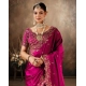Generic Women's Silk Embroidered Saree With Unstitched Blouse 5.5Mtr (Pink)