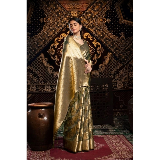 Generic Women's Organza Woven Saree With Unstitched Blouse 5.5Mtr (Grey) Generic Women's Organza Woven Saree With Unstitched Blouse 5.5Mtr (Grey)