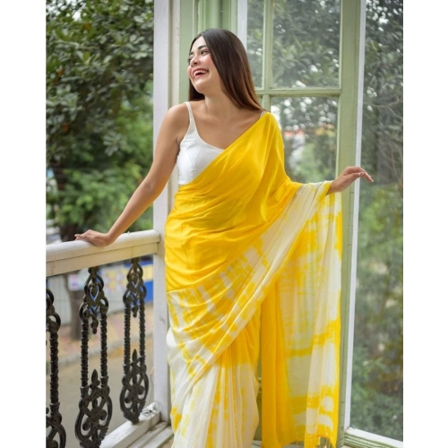 Women's Linen Printed Saree With Unstitched Blouse 5.5Mtr (Yellow) Women's Linen Printed Saree With Unstitched Blouse 5.5Mtr (Yellow)