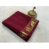Generic Women's Crepe Chit Pallu Solid Saree With Unstitched Blouse 5.5Mtr (Maroon)