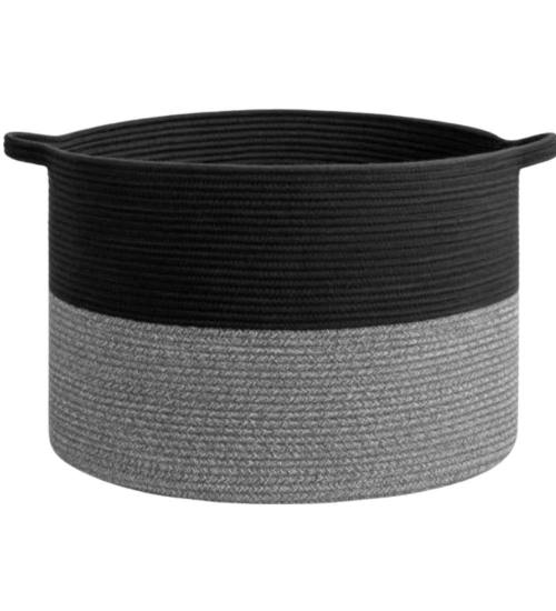 Generic Cotton Pack Of_1 16x14 Inch Storage Basket For Clothes With Out Lid (Black-Black-Kidi) Generic Cotton Pack Of_1 16x14 Inch Storage Basket For Clothes With Out Lid (Black-Black-Kidi)