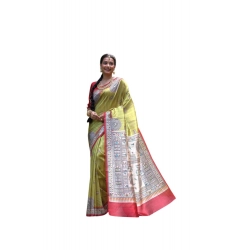Generic Women's Faux_Tussar_Silk Printed Saree With Unstitched Blouse 5.5Mtr (Mustard)