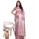 Generic Women's Linen Cotton Printed Saree With Unstitched Blouse 5.5Mtr (Purple)