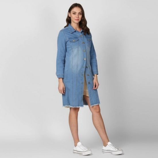 Generic Women's Denim Washed Long Sleeves Jacket (Blue) Generic Women's Denim Washed Long Sleeves Jacket (Blue)