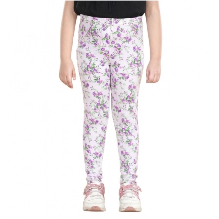 Generic Girl's Cotton Lycra Floral Elasticated Jeggings (Lavender) Generic Girl's Cotton Lycra Floral Elasticated Jeggings (Lavender)