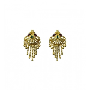 Generic Women's Pack of_2 Brass Gold-Plated Earrings (Gold)