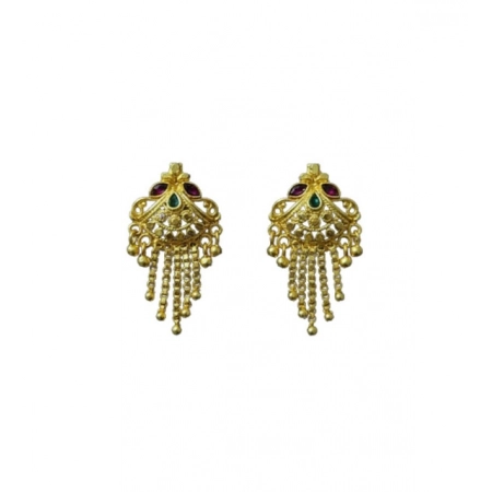 Generic Women's Pack of_2 Brass Gold-Plated Earrings (Gold)