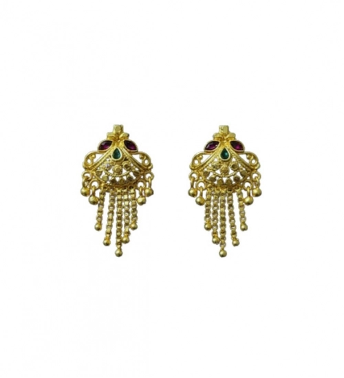 Generic Women's Pack of_2 Brass Gold-Plated Earrings (Gold)