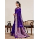 Generic Women's Jacquard Woven Saree With Unstitched Blouse 5.5Mtr (Blue)
