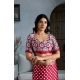 Women's Satin Crepe Printed Saree With Unstitched Blouse 5.5Mtr (Red)