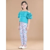 Generic Girl's Cotton Floral Elasticated Jegging and Top Set (Turquoise Blue) Generic Girl's Cotton Floral Elasticated Jegging and Top Set (Turquoise Blue)