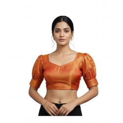 Generic Women's Erode Silk V Neck Padded Blouse (Red, 38 Ready Size (Self-Alterable 36–40)