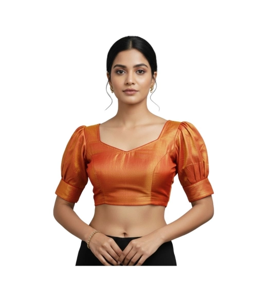 Generic Women's Erode Silk V Neck Padded Blouse (Red, 38 Ready Size (Self-Alterable 36–40)