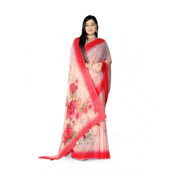 Generic Women's Georgette Floral Printed Saree With Unstitched Blouse 5.5Mtr (Red) Generic Women's Georgette Floral Printed Saree With Unstitched Blouse 5.5Mtr (Red)