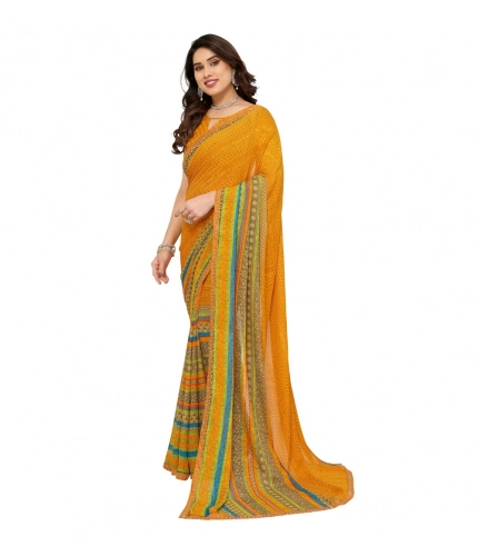 Generic Women's Georgette Printed Saree With Unstitched Blouse 5.5Mtr (Mustard) Generic Women's Georgette Printed Saree With Unstitched Blouse 5.5Mtr (Mustard)