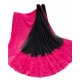 Generic Women's Georgette Printed Saree With Unstitched Blouse 5.5Mtr (Black-Pink)