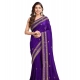 Generic Women's Vichitra Silk Embroidery Work Saree With Unstitched Blouse 5.5Mtr (Purple)
