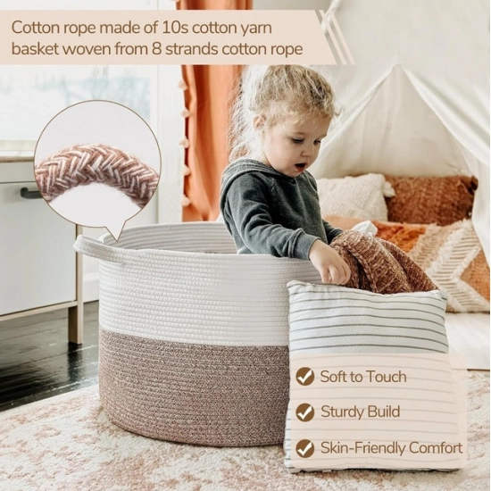 Generic Cotton Pack Of_1 16x14 Inch Storage Basket For Clothes With Out Lid (Kidi-White) Generic Cotton Pack Of_1 16x14 Inch Storage Basket For Clothes With Out Lid (Kidi-White)