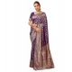 Generic Women's Jacquard Printed Saree With Unstitched Blouse 5.5Mtr (Purple)
