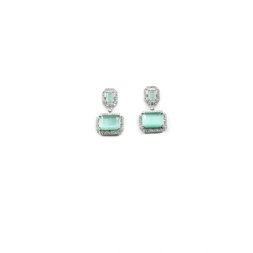Generic Women's Brass Silver Plated Drop Earrings (Turquoise) Generic Women's Brass Silver Plated Drop Earrings (Turquoise)