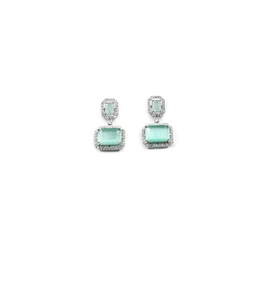 Generic Women's Brass Silver Plated Drop Earrings (Turquoise) Generic Women's Brass Silver Plated Drop Earrings (Turquoise)