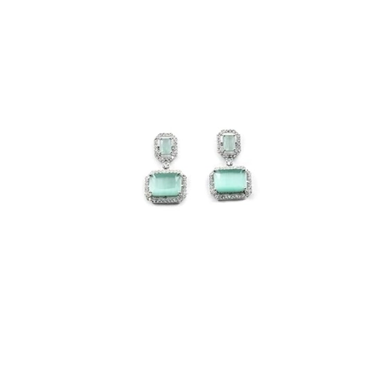 Generic Women's Brass Silver Plated Drop Earrings (Turquoise) Generic Women's Brass Silver Plated Drop Earrings (Turquoise)