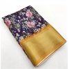 Generic Women's Cotton Silk Floral Printed Saree With Unstitched Blouse 5.5Mtr (Purple)