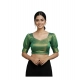 Generic Women's Erode Silk V Neck Padded Blouse (Green, 38 Ready Size (Self-Alterable 36–40)