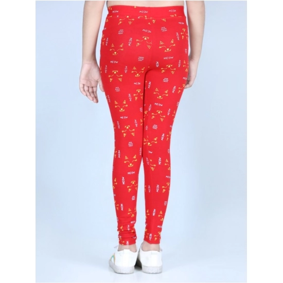 Generic Girl's Cotton Lycra Printed Elasticated Leggings (Red) Generic Girl's Cotton Lycra Printed Elasticated Leggings (Red)