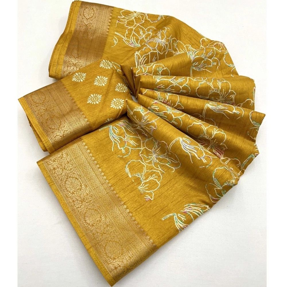 Generic Women's Cotton Silk Floral Printed Saree With Unstitched Blouse 5.5Mtr (Yellow) Generic Women's Cotton Silk Floral Printed Saree With Unstitched Blouse 5.5Mtr (Yellow)