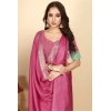 Generic Women's Cotton Blend Checkered Saree With Unstitched Blouse 5.5Mtr (Pink)