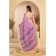 Generic Women's Linen Cotton Printed Ready To Wear Saree With Unstitched Blouse 5.5 Mtr (Lavender)