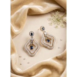 Generic Women's Brass Silver Plated Drop Earrings (Blue)