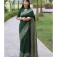 Generic Women's Soft Lichi Silk Printed Saree With Unstitched Blouse 5.5Mtr (Green)